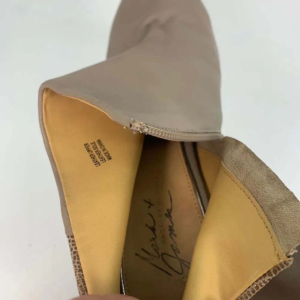 Badgley Mischka‎ Womens 10 Zip Ankle Boots Booties Boho Stiletto Pin Up Leather
